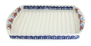 Cocina de tocino de amapola roja de cerámica polaca rosa azul - Imagen 1 de 1