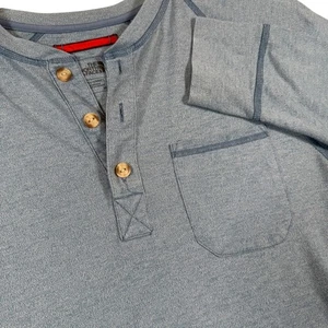 The North Face Mens Henley Shirt Long Sleeve Pocket Blue Casual Top Medium - Picture 1 of 7