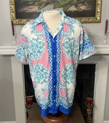 Camisa Boohoo Hombre De Gran Tamaño Manga Corta Borde Barroco Grande Foto 1 de 4