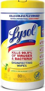 Lysol Disinfecting Wipes Bundle, 80 Count - Home Cleaning Supplies Lemon Lime - Picture 1 of 8