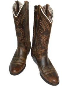 ARIAT MAGNOLIA SUNFLOWER BROWN LEATHER COWBOY WESTERN BOOTS WOMEN SZ 6.5 M *EUC* - Picture 1 of 14