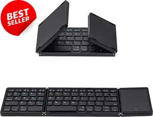Foldable Bluetooth Keyboard with Touchpad – The Ultimate Travel Companion Black - Picture 1 of 12