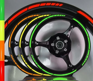 ░▒▓█ FELGENRANDAUFKLEBER Moto GP 17 Zoll NEON █▓▒░ Felgenaufkleber Motorrad Auto - Picture 1 of 1