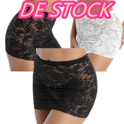 Damen-Spitzen RockBleistift Etui Minirock Stretch Bleistiftrock Kurz Sheer Sexy - Bild 1 von 4