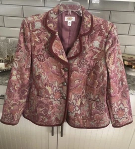 Vintage Talbots Woman Blazer Floral Jacquard Brocade Tapestry 16WP Petite Plus - Picture 1 of 20