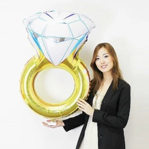 Giant Diamond Wedding Ring Foil Balloon Engagement Party Helium Air Hen Do UK - Picture 1 of 6