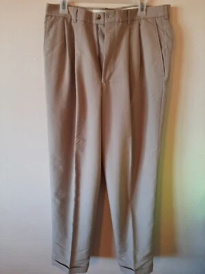 Claiborne мужской платье брюки размер 34/31 хаки желтовато-коричневый плоский спереди прямые ноги карманы - Изображение 1 из 3