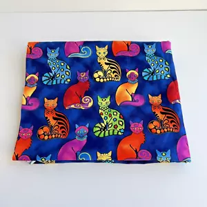 Vintage MICHAEL MILLER Psycho Cat Print Fabric Bright Colors Jewel Tones 71.5" - Picture 1 of 4