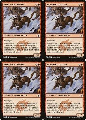 4x MTG 2015 SABERTOOTH OUTRIDER - WARRIOR CREATURE- MAGIC CARD x4 copies - Image 1 of 2