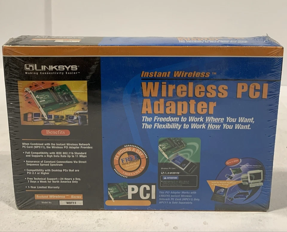 Linksys Instant Wireless PCI Adapter Model WDT11 New Vintage  - Image 1 of 3