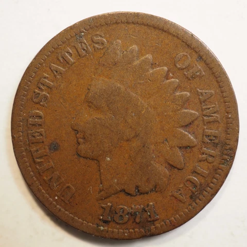 1871 INDIAN HEAD CENT ***NICE COIN!*** FREE SHIPPING! A3946 Cover