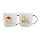 New Slant Collections Porcelain Coffee Mug Gift Set, 14oz Mr. Mrs. Santa Hat