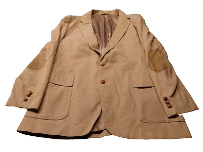 Vintage Men's Levis Corduroy Jacket Suede Elbow Patches Wood Buttons Light Brown - Image 1 of 4