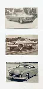 3 Vintage Linen Auto Photos 2 Int’l Championship Auto, 1 Hot Rod Magazine Photo - Bild 1 von 8