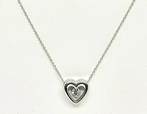 PLATINUM Diamond Heart Necklace 16-18" - Picture 1 of 8