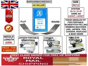 BLINDSTITCH PORTABLE 29-34 29-49 LWX6T S=90/14 CURVED INDUS NÄHMASCHINENNADEL - Bild 1 von 5