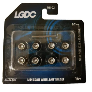 LODC Series 2 8mm 10 Ruote Racce NS-02 2/7 Cerchio Cromato con Inserto Cromato 1:64 - Foto 1 di 3