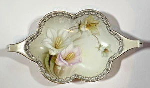 Vintage RS Germany Porcelain China Lilies Floral Relish Tray Dish Double Handles - Picture 1 of 13