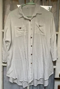 Camisa de novio blanca de gran tamaño con botones. Manga larga, bolsillos. Mujer M - Imagen 1 de 4