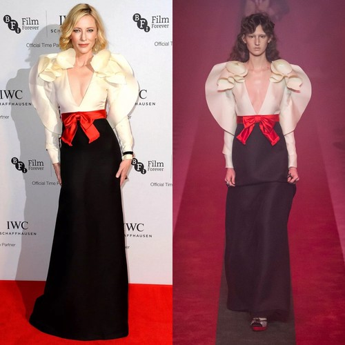 GUCCI abito maxi abito nero bianco rosso IT 36 US 0 seta lana nastro red carpet nuovo con etichette