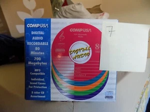 CompUSA 80 min 700MB Digital Audio Recordable Music CD Discs Spindle 7 Pack MP3 - Picture 1 of 2