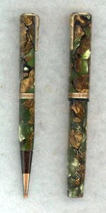 RARO ~ WATERMAN ~ LÁPIZ Y BOLÍGRAFO ÁGATA VERDE MÁRMOL CORAZÓN ORO 14K NUEVO EN CAJA - Imagen 1 de 5