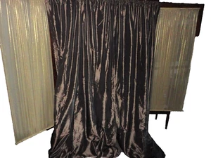 PERI IRIDESCENT FAUX SILK BROWNISH BRONZE THERMAL (2) PANELS CURTAINS 54X80&79.5 - Picture 1 of 8