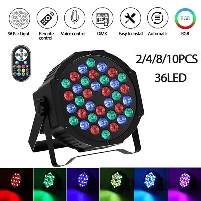 NEW 36 LED Stage Lighting PAR Light RGB DMX Strobe Party DJ Disco Lights Remote - Image 1 of 4