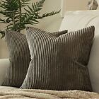 Ash Corduroy Throw Pillow Covers 16X16 Inch Set Of 2 For Couch Bed Sofa Livin...