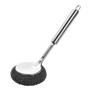Stainless Steel Dish Pot Scrubber With Long Handle Kitchen Cleaning Scrubber - Picture 1 of 12