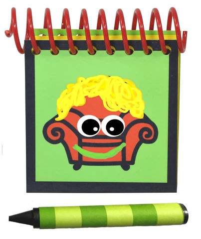 Steve Polka Dot Notebook with green striped crayon Cover