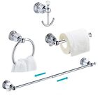 Crystal Bathroom Hardware Set, Chrome Bathroom Accessories Silver Towel Ring ...