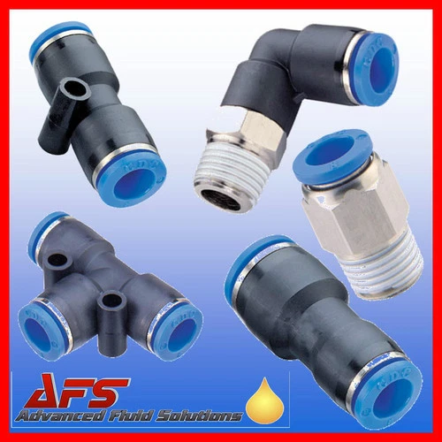Pneumatic Push In Fittings for Air/Water Nylon Pipe Tubing Tube Choice Thread UK