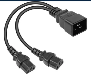 Câble d'alimentation 4 pieds S19K-PRO 2-C13 à C19 16awg noir - Photo 1/1