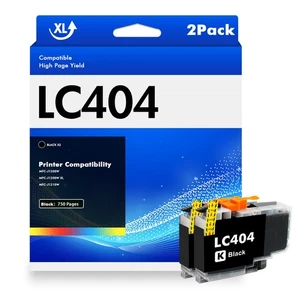 2Pack LC404 Black Ink Compatible For Brother MFC-J1205W MFC-J1215W MFC-J1205W XL - Picture 1 of 6