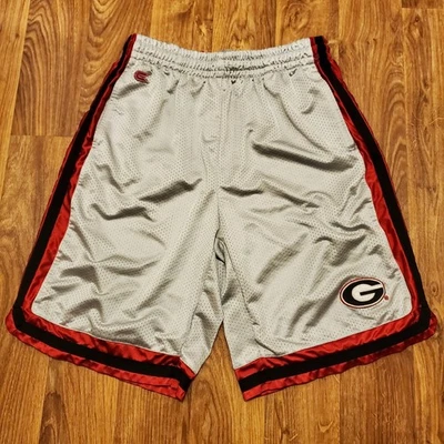 Pantalones Cortos Georgia Bulldogs Hombres Grandes Gris Malla Coliseo Atletismo Baloncesto Y2K Foto 1 de 4