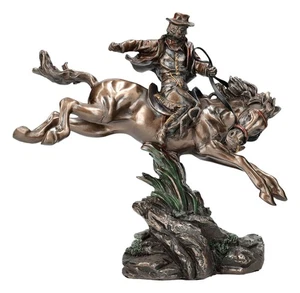 Pacific Giftware Galloping Into The Wild Cowboy Statue, 8.5" Bronze Figurine - Picture 1 of 1