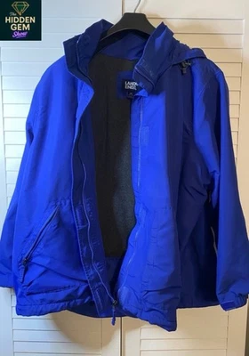 Lands' End женщин 2 X флис с подкладкой куртка синий водонепроницаемый с капюшоном пальто 20W-22W - Изображение 1 из 4