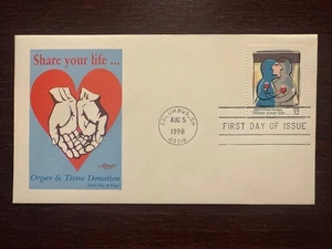 US FDC COVER 1998 YEAR ORGAN AND TISSUE DONATION HEALTH MEDICINE SCOTT 3227 - Picture 1 of 1