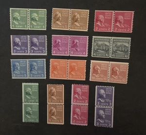 US SCOTT 839-851 COMO NUEVO MNH OG 1938 JUEGO DE PARES DE BOBINAS PRESIDENCIALES T15664 - Imagen 1 de 2