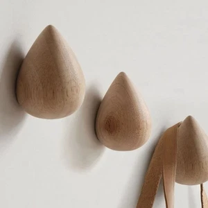 Natural Wood Wall Coat Hook Nordic Solid Wood Hook Home Decor - Picture 1 of 5