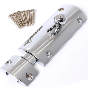 BATHROOM DOOR LOCK Toilet Sliding Bolt Chrome Silver Polished Screws Fittings UK - Picture 1 of 13
