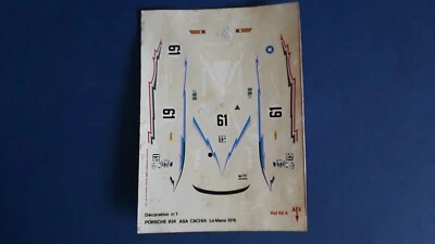 Hoja de calcomanías vintage años 70 Solido escala 1/43 Porsche 934 #61 Le Mans 1976 ref.68K Foto 1 de 4