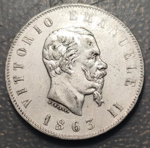 ITALIA REINO VITTORIO EMANUELE II 2 LIRAS 2 LIRE 1863 N NAPOLI ESCUDO MBC- - Imagen 1 de 2
