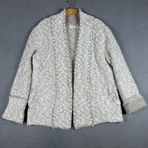 Anthropologie Noelle Boucle Cardigan Chunky Sweater Ivory Beige Cozy Size Small - Picture 1 of 8