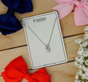 FCL Sterling Silver Star Fish Shape Pendant Necklace Dainty Zircon Pendant - Picture 1 of 4