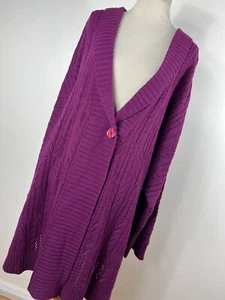 Liz & Me 3X Cardigan Sweater Violet Purple Button V Neck Long Tunic Womens R3 - Picture 1 of 6