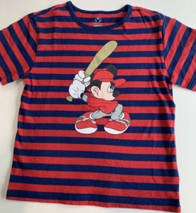 Vtg Y2K DISNEY STORE MICKEY BASEBALL Boys Crew Shirt COTTON SMALL 5/6 SHIP2DAY - Picture 1 of 7