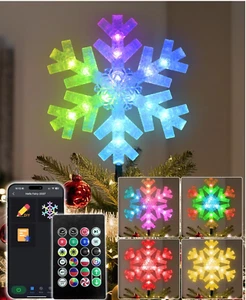 Copo de Nieve Árbol de Navidad Topper, 9" Inteligente Navidad Estrella Árbol Topper con Aplicación Hágalo Usted Mismo - Imagen 1 de 9