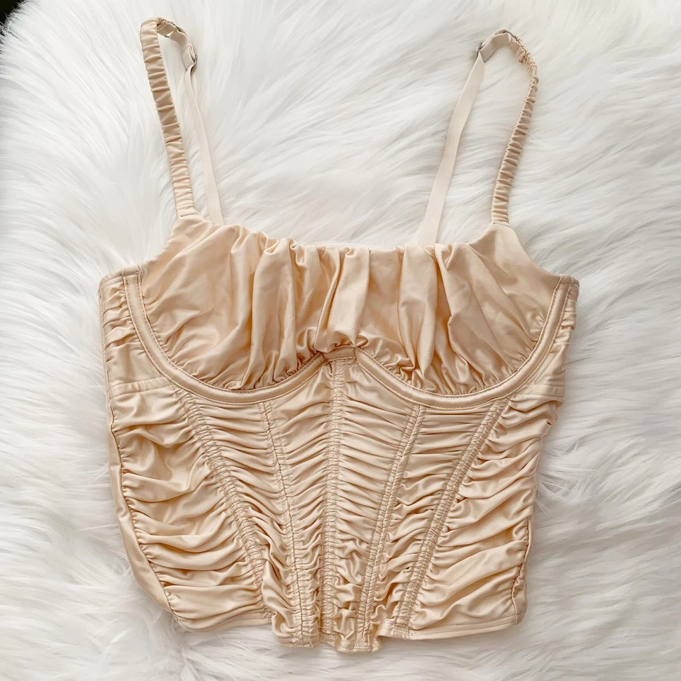 Gilly Hicks - Beige ruched corset top, XS - Image 1 of 4